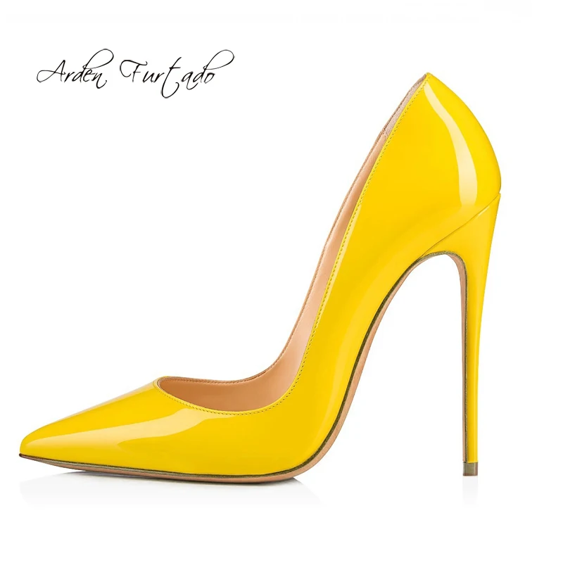 

Arden Furtado Summer Fashion Women's Shoes Pointed Toe Stilettos Heels Sexy Elegant pink yellow Slip-on yellow pumps Party Shoes