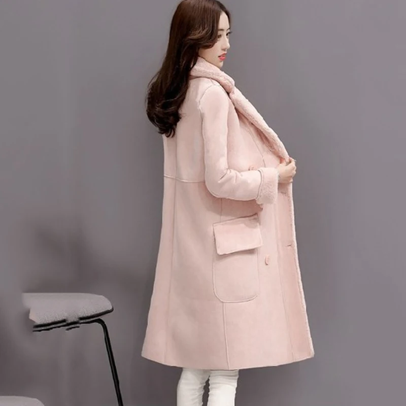Wmwmnu new fashion women jackets casual loose suede lether Thicken high thermal women long coat plus size winter pink coats 349a