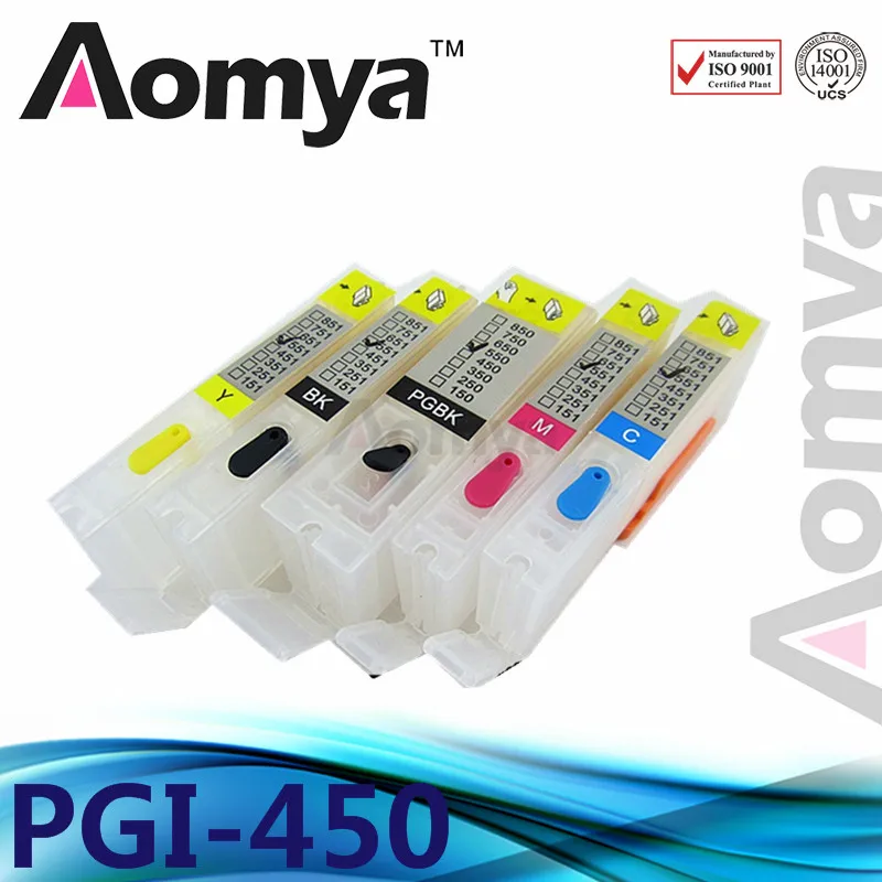 

5 Color/ Set PGI-450 CLI-451 Empty Refillable Ink Cartridge with Auto Reset Chip for Canon PIXMA MG5440 iP7240 MG6340 Printer
