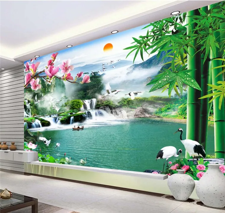 

Custom Wallpaper Waterfall Scenery Falls Landscape Paintings Mural Paintings 3D Background Walls