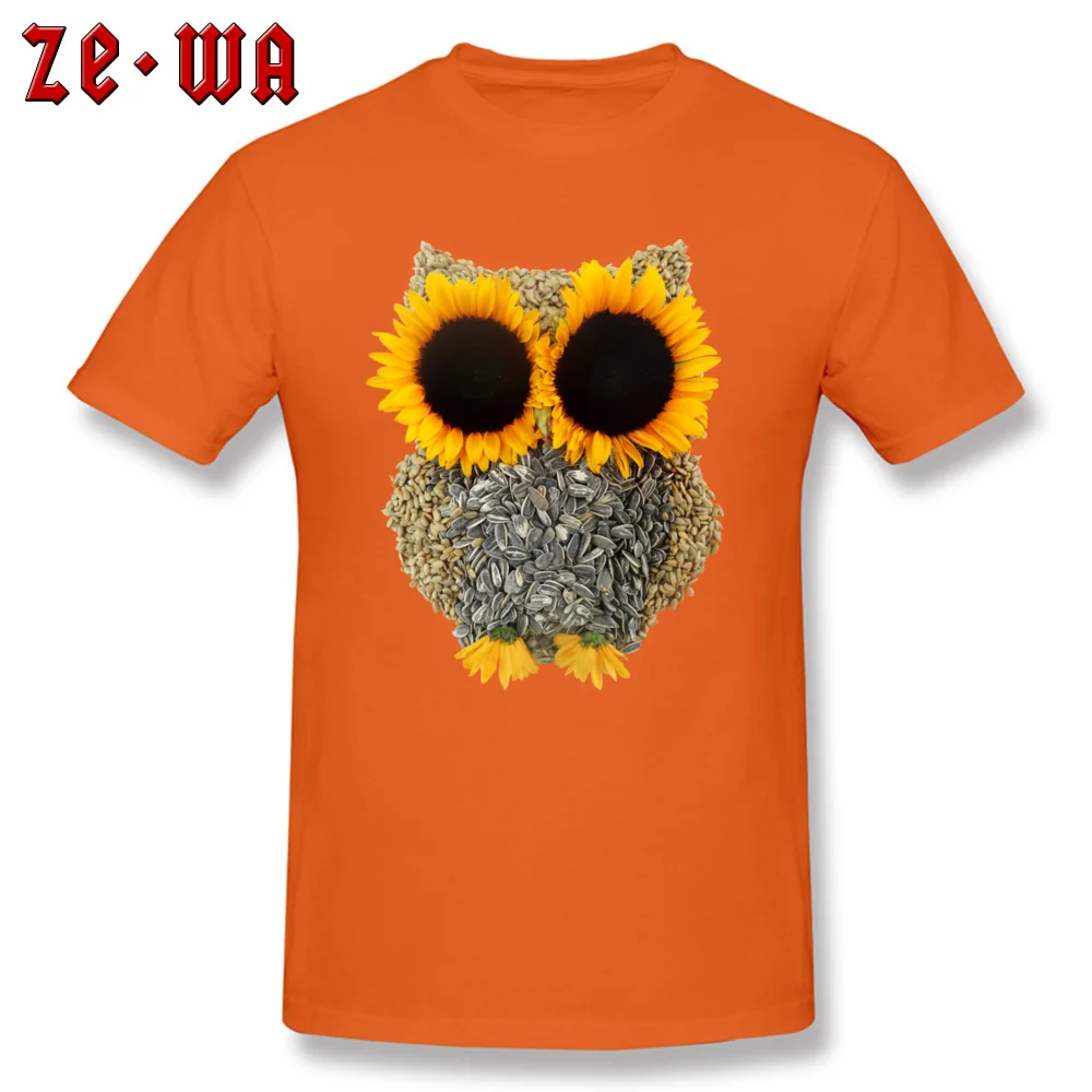 Funny Men Tops & Tees Hoot Day Owl Geek T Shirt All Cotton Short Sleeve Normal Sweatshirts Round Collar Wholesale Hoot Day Owl orange