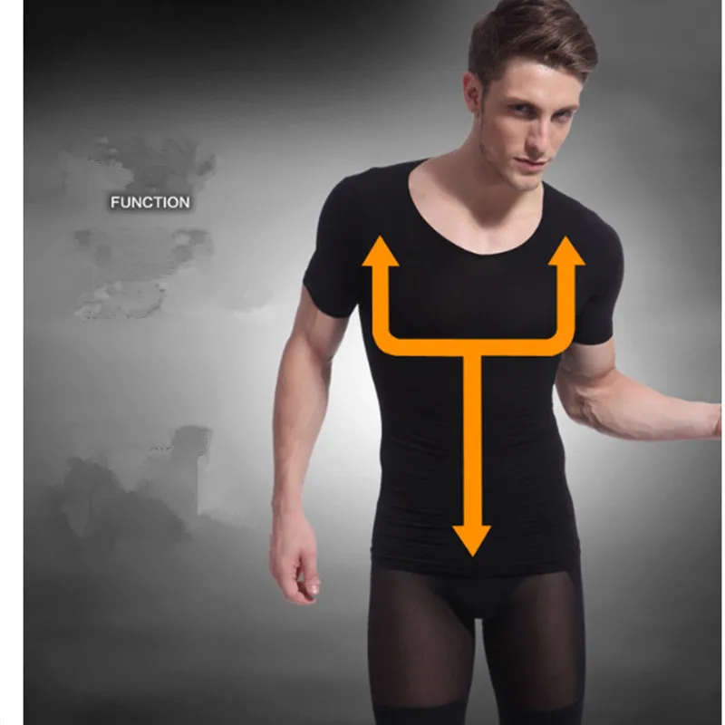 Hommes À Séchage Rapide Ventre Belly Buster À Manches Longues Posture Correction Contrôle De La Chemise Graisse Brûler Minceur Corps Shapers Nylon Spandex
