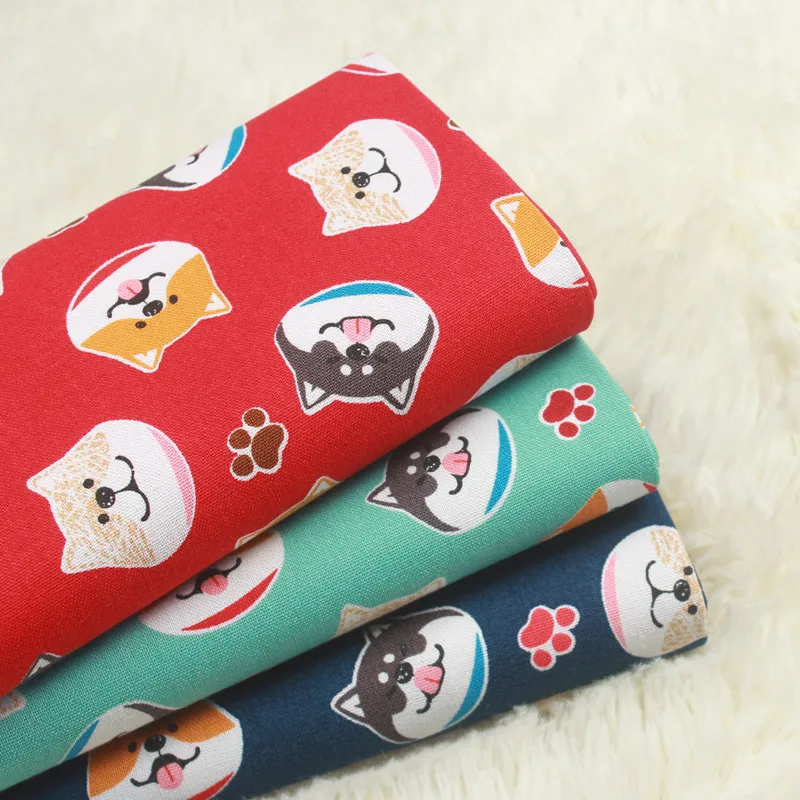 

half yard import cotton linen fabric antique cloth with cartoon zakka style print handmade DIY patchwork bag tissue A518