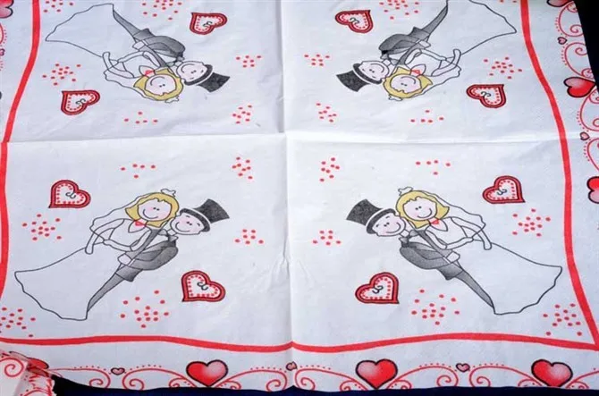 20 винтажный стол бумажные салфетки ткани жених Любовь сердца узорчатый декупаж Свадьба юбилей вечерние праздничные декоративное полотенце