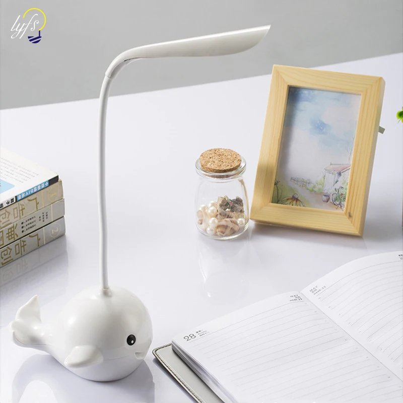 

LYFS LED Touch Dimming Folding Hose Reading Eye Desk Lamp USB Charging For Study Bedroom Small Fish Styling Table Lamp