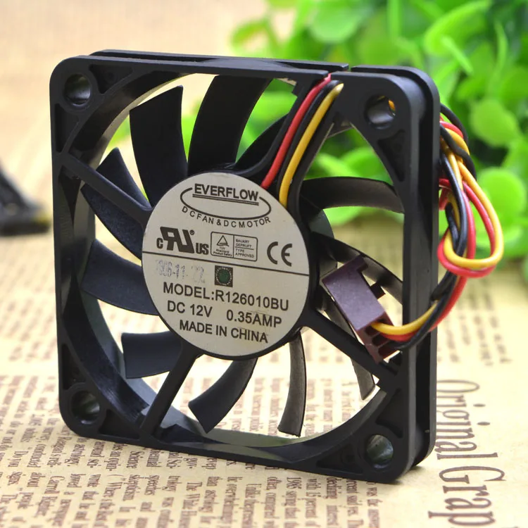 Free Shipping EVERFLOW R126010BU 60x60x10mm CPU Fan 12V 0.35A 3Pin Computer CPU Cooler Cooling Fan