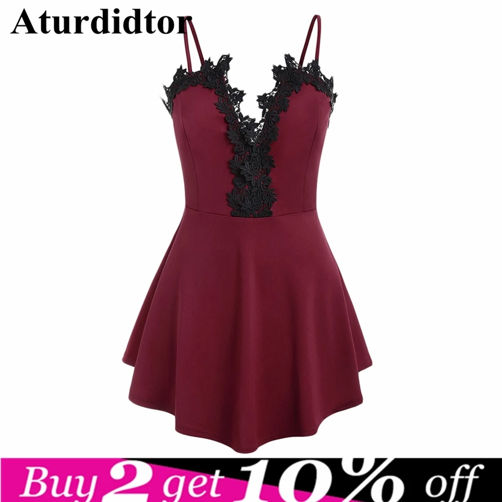 

5XL Plus Size Women Lace Panel Contrast Camis Top Spaghetti Strap Solid Patchwork Casual Loose Wine Red 2019 Summer Tops 3XL 4XL