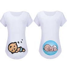 MUQGEW футболки для беременных Одежда для беременных для женщин для беременных с коротким рукавом мультфильм печати Топ Футболка Беременность Одежда Lactancia