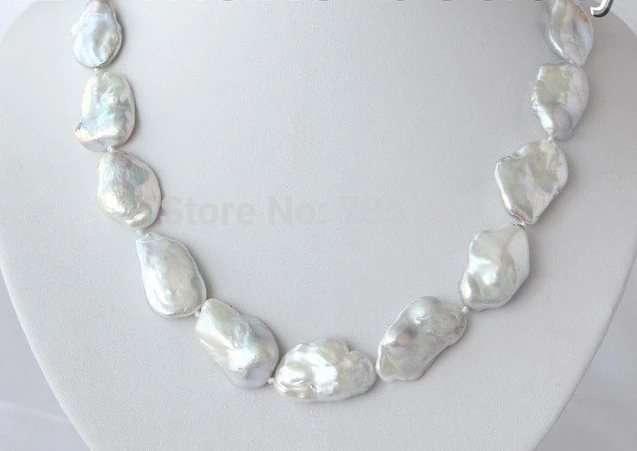 

HOT 0015077 baroque white keshi reborn freshwater cultured pearl necklace