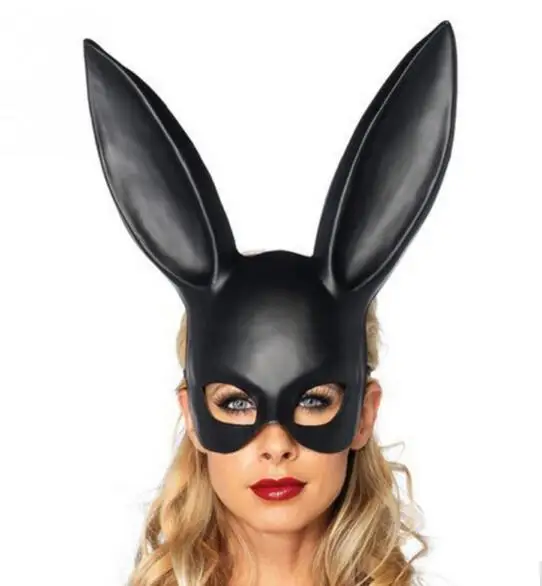 

Black Women Girl Sexy Rabbit Ears Mask Cute Bunny Long Ears Bondage Mask Halloween Masquerade Party Cosplay Costume Props