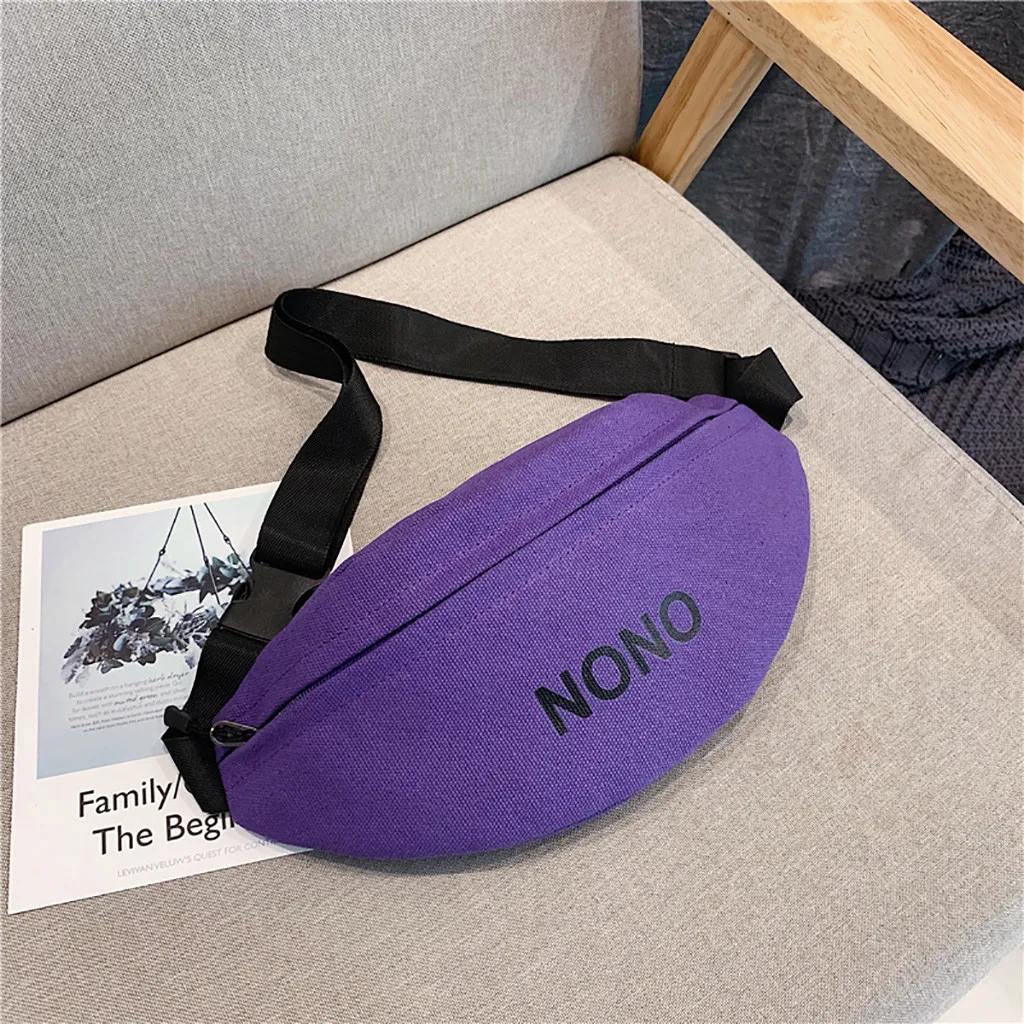 NONO Letter Waist Bag Female Fashion Belt Chest Bag Handbag Unisex Fanny Pack Women Waist Pack Belly Bags Purse Yellow - Цвет: Фиолетовый