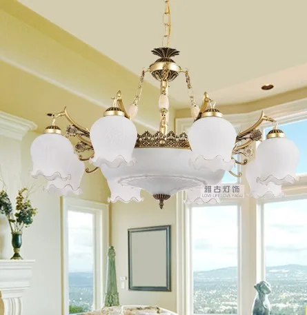 

Multiple Chandelier Droplight pastoral imitation bronze sitting room 8 head lamp act the European lyrics gold antique ZX186