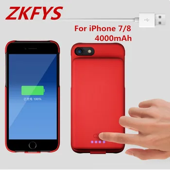 

ZKFYS 4000mAh Ultra Thin Fast Portable Back Cover Battery Charger Case For iPhone 7 8 Fast Phone Charger Battery Case