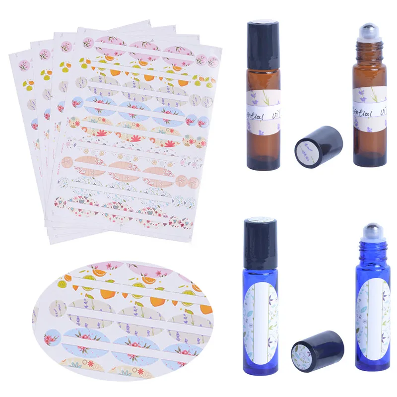 

4 Sheets Empty Papers Sticker For Essential Oil Bottle Sticker Oval-shaped Round Stickers Perfume Bottle Lid Labels Organizer
