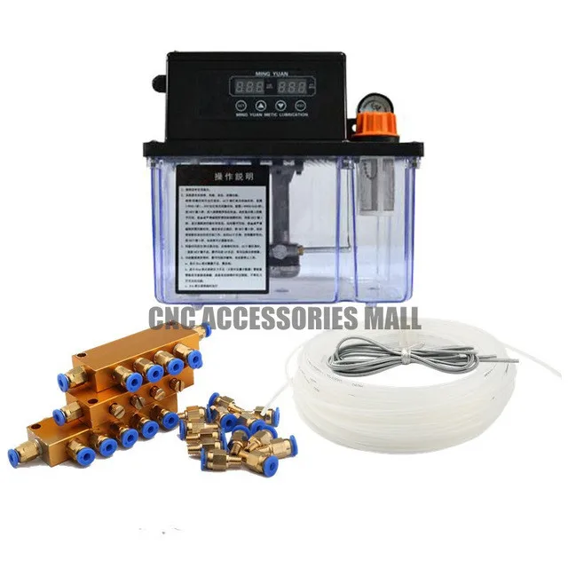 

Full set 4L AC Electric Auto Lubrication Pump CNC Digital electronic Timer Oil Pump AC220V