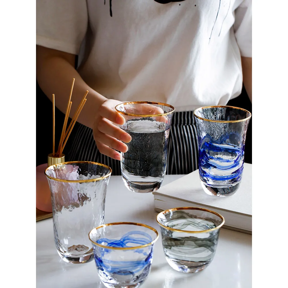 Бокал для вина rimmed с золотой линией неэтилированные креативные сочные очки для воды бессвинцовые прозрачные стаканы чашка в европейском стиле