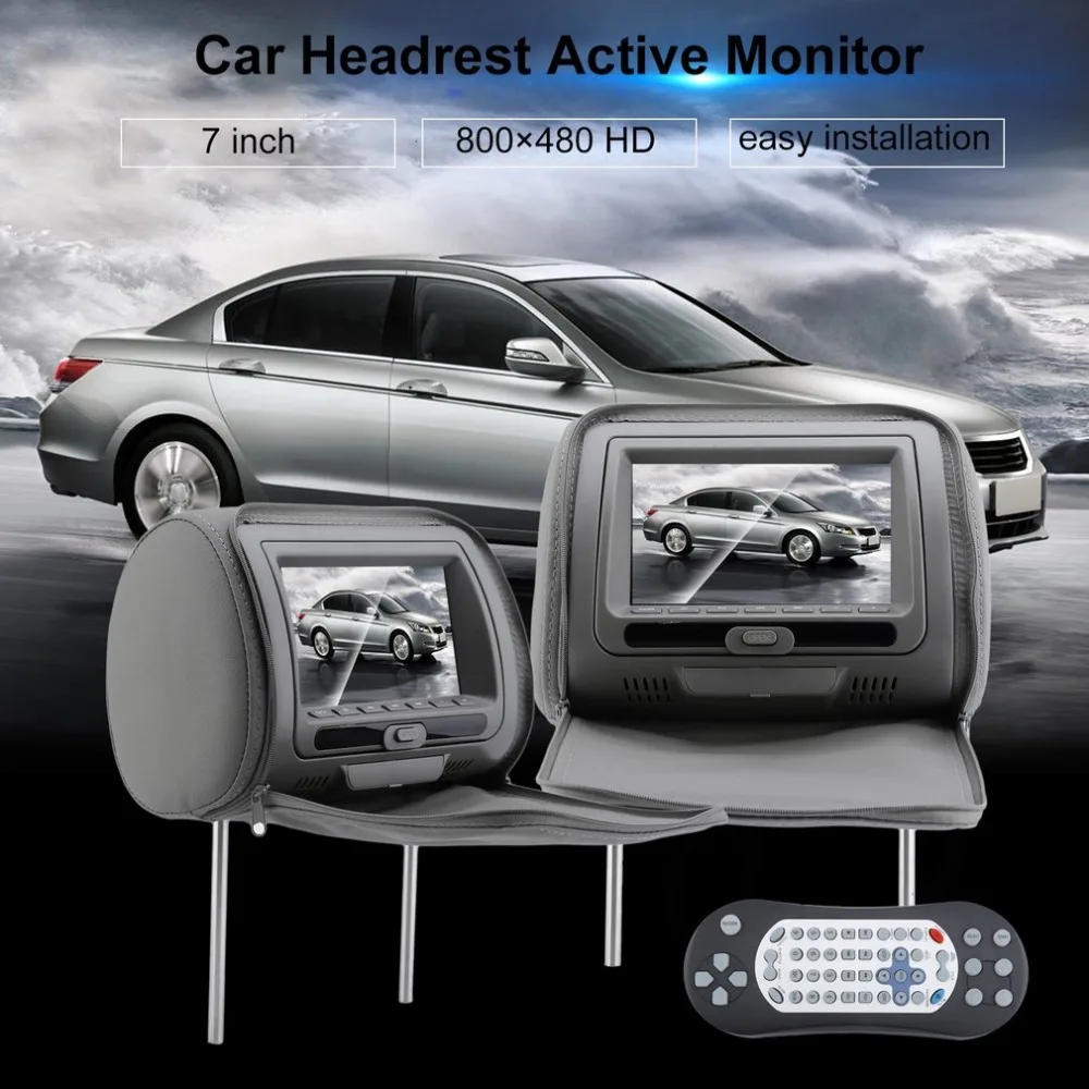 

7 Inch Univresal Car Headrest Monitors Vehicle DVD Player 800*480 Digital LCD Screen Leather Multimedia Player