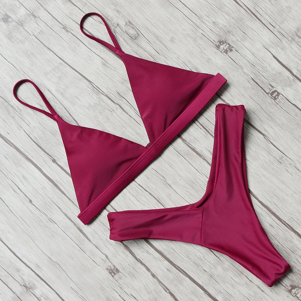 Micro Bikini Set 2019 Sexy Swimwear Women Push Up High Cut Brazilian Thong Bikini Solid Bandage Halter Swimsuit Beachwear Summer AliExpress