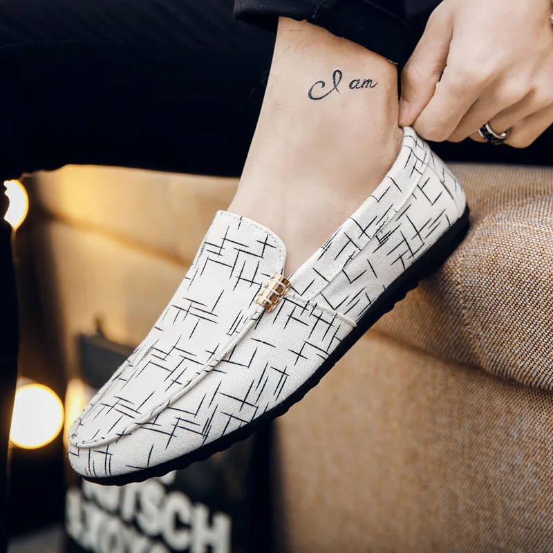 

Fashion Explosion Men's Casual Shoes 2019 Spring Summer Comfortable Breathable Low Band Round Toe Men Slip-on Men Loafters