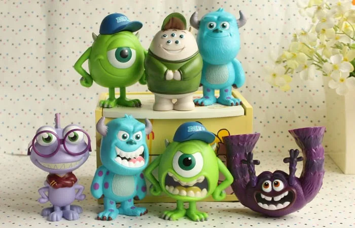 

7 Pcs/set Monsters University James P Sullivan Mr Q Randall borky Arch Squishy Q-version Action Figure Toy 9 CM BOX P578