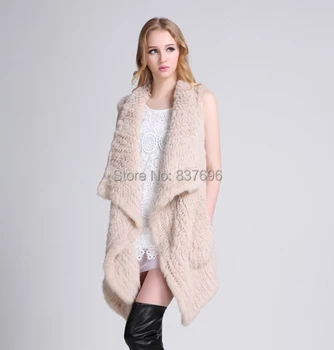 

New Arrive Wholesale Rabbit Fur Knitted Long Vest Fur Vest