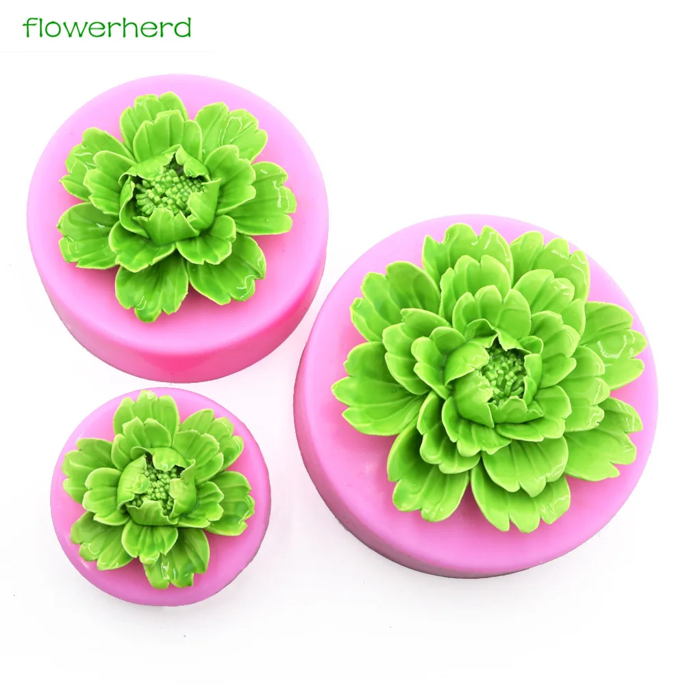 Large Peony Silicone Soap Mold 3D Soap Mold Flower Plant Handmade