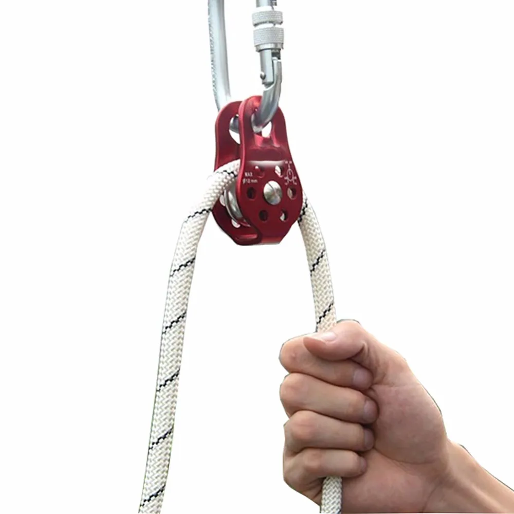 20KN Aluminum Alloy Rock Fixed Side Rope Pulley Climbing Carabiner Gear