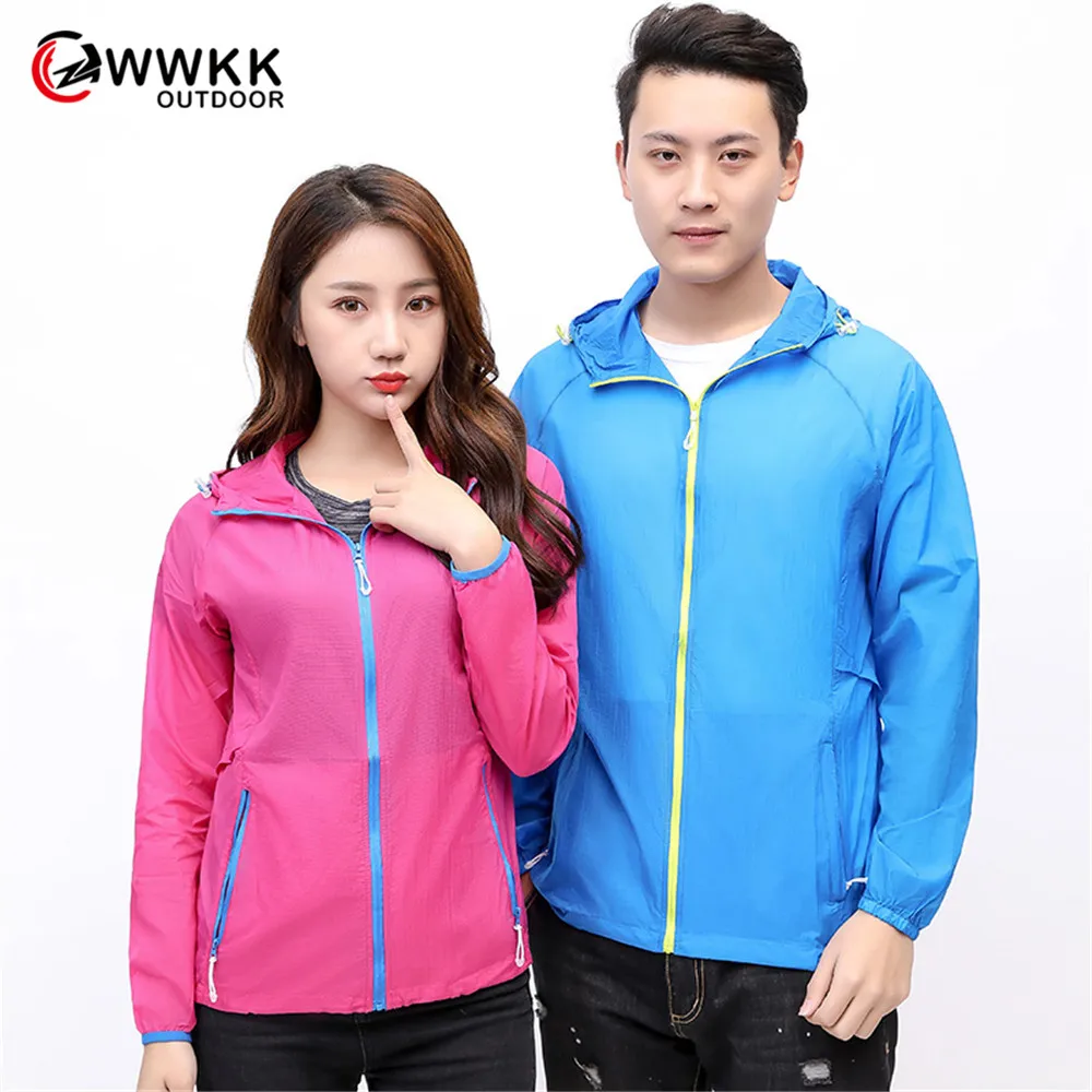 

2019 WWKK Quick-Drying Waterproof Couple Jacket Sun UV Outdoor Sweat-Lightweight Absorbent Camping Hiking Sports Stretch Jackets