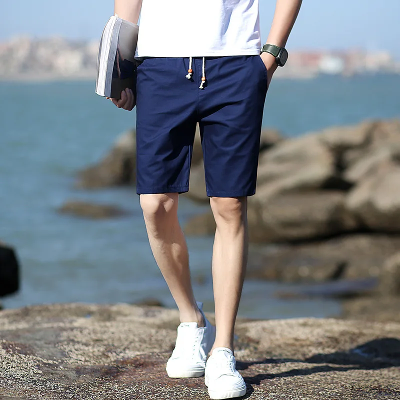 

NEW Summer Shorts Men Brand Pure Color Casual Short Pans Elastic Waits Cotton Shorts Male Plus Size M-5XL Short Homme De Marque