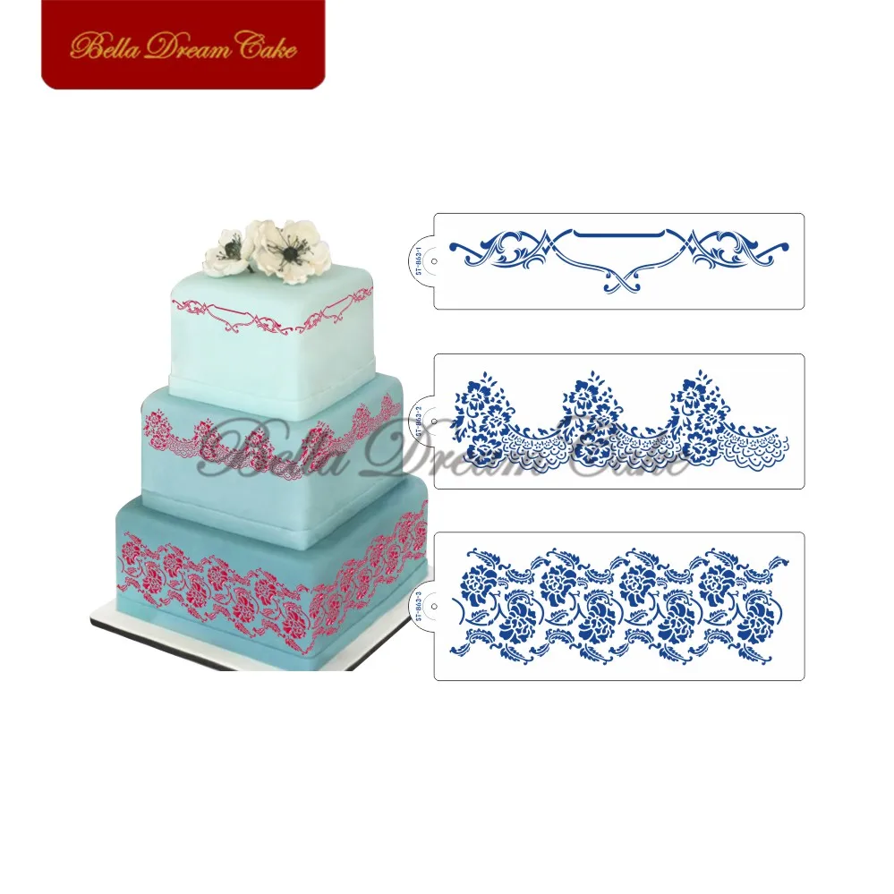 

Flower Vines Decorating Cake Side Stencil Plastic Template for Wedding Cake Decoration Fondant Stencil Design Cookies ST-863