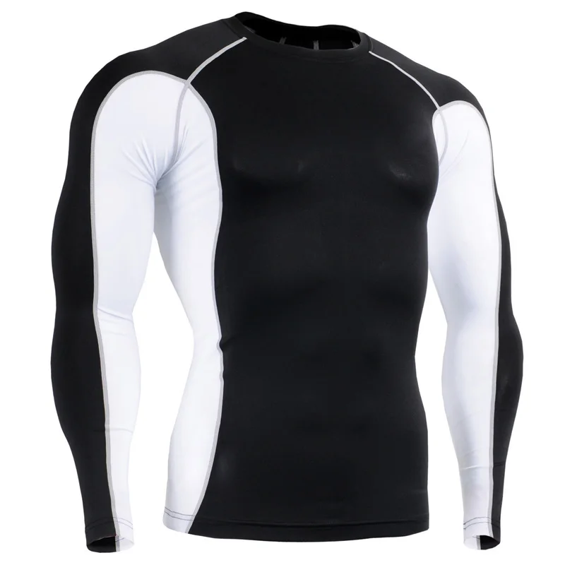 Быстросохнущая Мужская компрессионная рубашка для бега, топы, дышащая бодибилдинг, фитнес, футболка для бега, функциональные тонкие футболки спортивные - Цвет: Бежевый