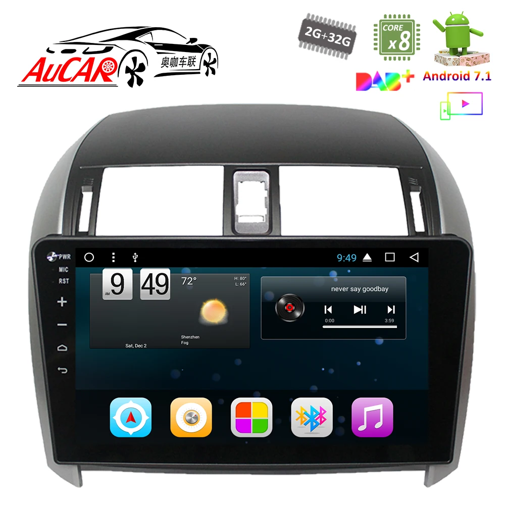 Android 7 1 10 дюймов GPS навигационная система для Toyota Corolla 2007-2013 Восьмиядерный 1024*600