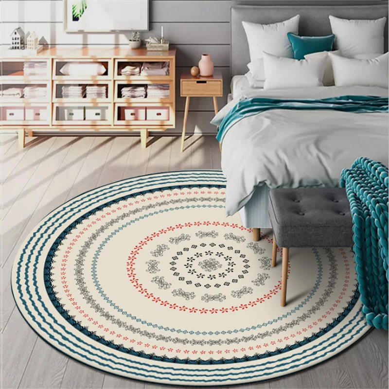 

AOVOLL Area Rug for Bedroom Ethnic Style Beige Circle Round Carpet Rugs and Carpets for Home Living Room Mechanical Wash