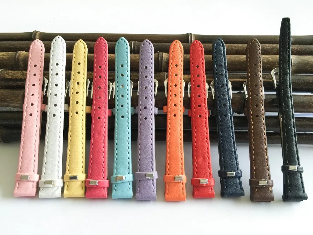 Кожаный ремешок для часов 12 мм ремешки для часов и аксессуаров Модные Разноцветные Женские ремешки 12 мм тонкие pulseira A014