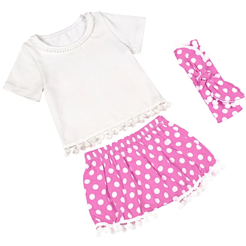 New Arrival Baby Suit 3PCS/Set Top and Dress with Headband Cute Dot Clothes for Baby Girls Toddlers Children Outfits