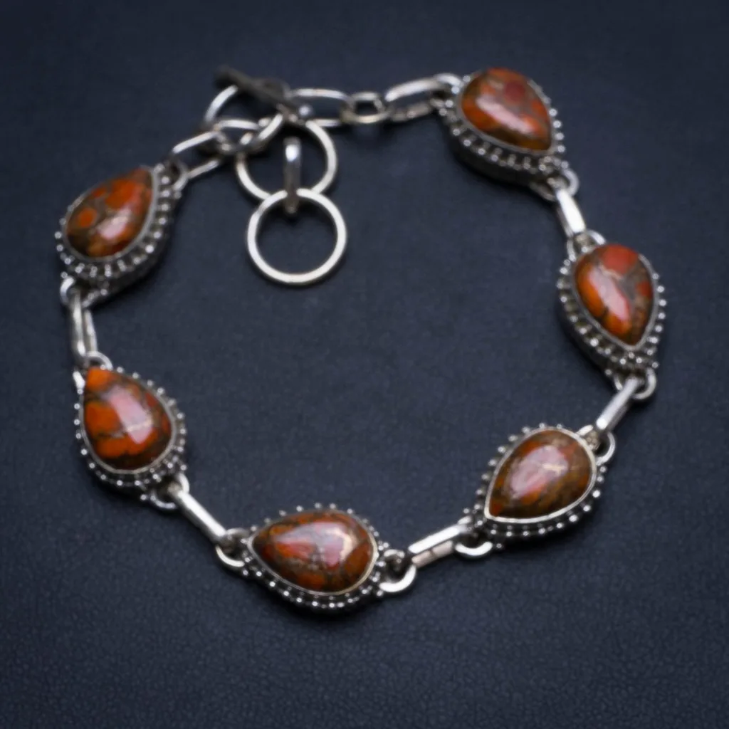 

Natural Variscite Handmade Unique 925 Sterling Silver Tennis Bracelet 7 1/4-8 1/4" T8348