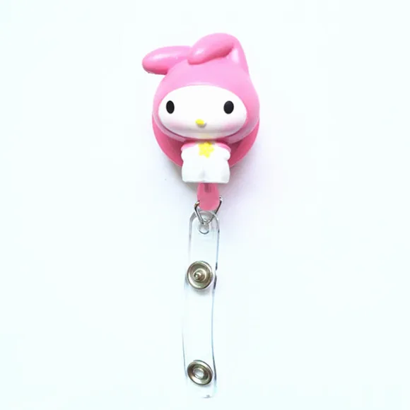 

1pcs Cute Cartoon Melody Retractable ID Badge Reel Holder Business Card Name Badge Holder With Belt Clip
