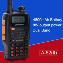 Baofeng A-52(II) 8w 4800mAh Li-ion Battery GT Transceiver Walkie Talkie 65-108/136-174/400-520MHz Dual Band Two-Way Ham Radio