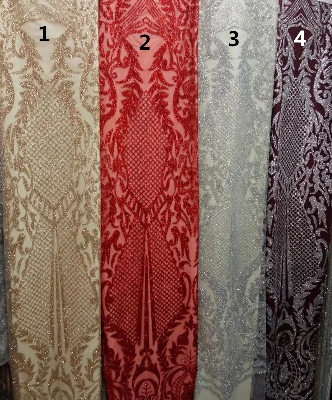 

4 colours Gold silver glitter African tulle mesh lace fabric best quality nigerian embroidery net lace fabric