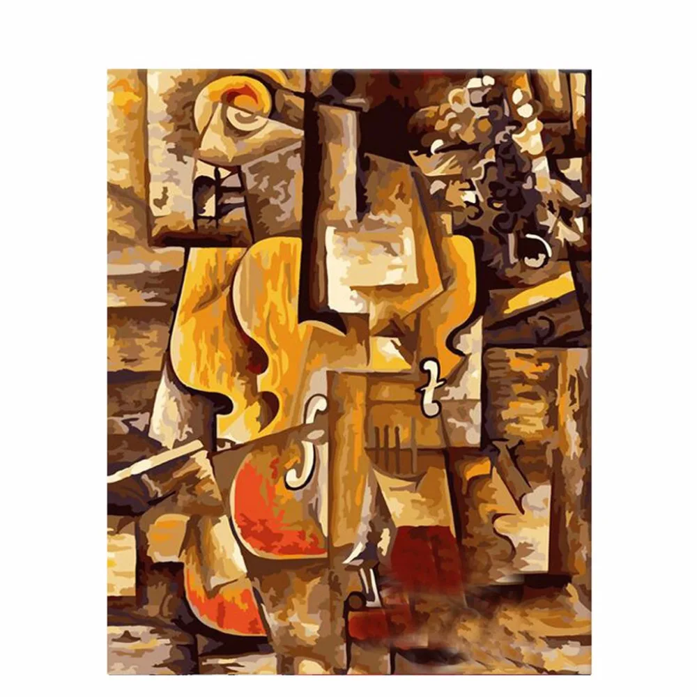 

Frameless Violin DIY Digital Oil Painting Paint By Number Canvas Artwork Wall Room Home Decor