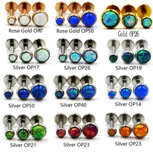 1 шт. 16 г внутренняя резьба Опал Камень Лабрет Монро губы гвоздики кольцо опал уха хряща трагус спираль серьги пирсинг ювелирные изделия для тела