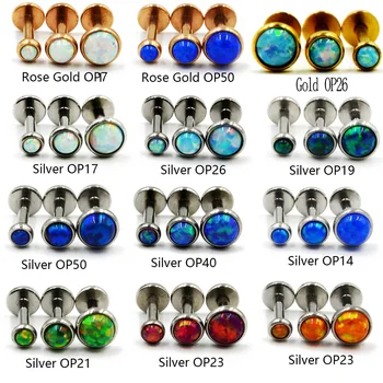 1Pcs 16g Internal Thread Opal Stone Labret Monroe Lip Stud Ring Opal Ear Cartilage Tragus Helix Earring Piercing Body Jewelry