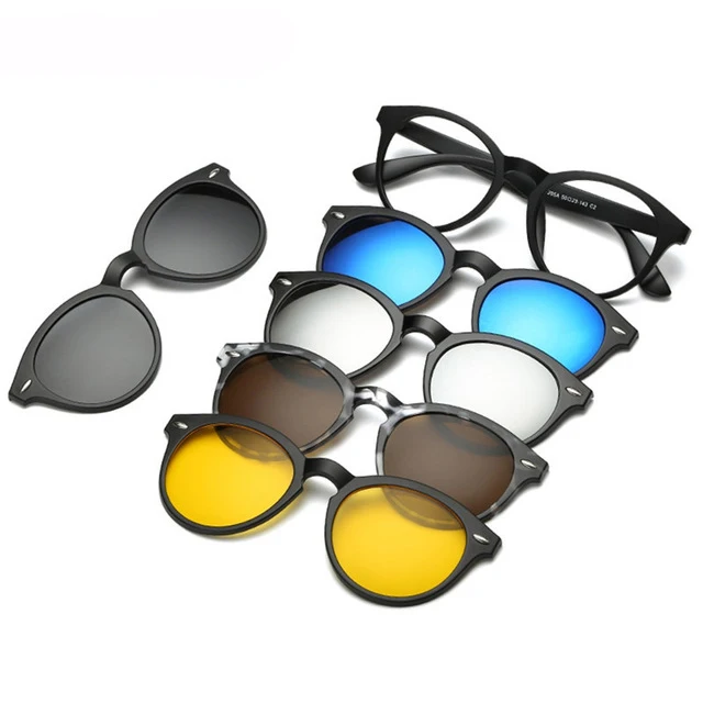 Оправа для очков, очки для мужчин и женщин с 5 клипсами, поляризованные солнцезащитные очки с магнитным адсорбентом для мужчин, очки с клипсой 5