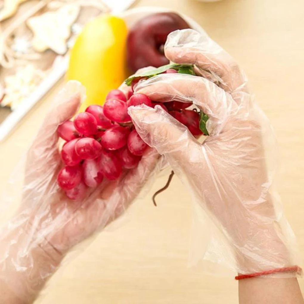 100 шт одноразовые перчатки PE пластиковые перчатки для сада и барбекю многофункциональные аксессуары для ресторана и кухни