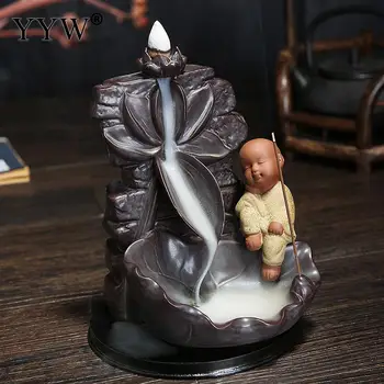 

Ceramic Incense Stick Burner Smoke Waterfall Backflow Incense Cones Holder Buddhist Home Decor Aroma Censer Send 10pcs Cones