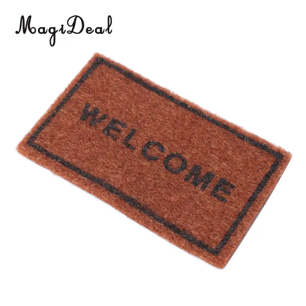 MagiDeal 1Pc 1/12 Scale Brown Cloth Floor Rug Cover Carpet for Dollhouse Miniature Bedroom Bathroom Livingroom Front Door Decor