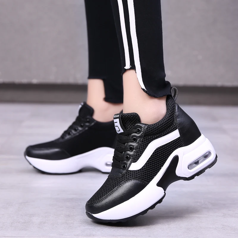 

WADNASO Fashion Casual Women Shoes Height Increasing Platform Sneakers Lace Up Breathable Ladies Wedges Shoes Woman XZ111