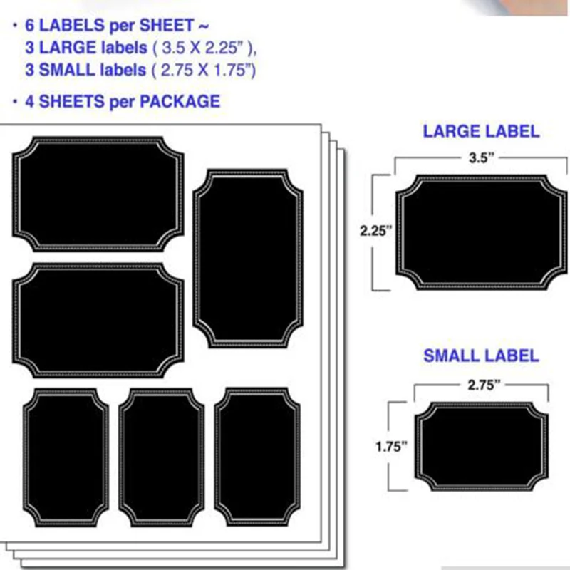 White Custom Border Chalkboard Label with marker Waterproof adhesive