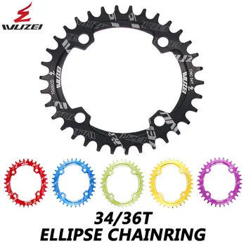 

WUZEI 104BCD Bicycle Sprockets 34T/36T Narrow Wide Oval Single Disc Cycle Chainwheel 7075-T6 MTB Bike Crankset Plate