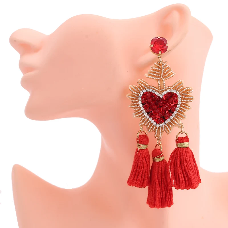 Bohemian Women Eyes Fringed Drop Earrings for Women Mix Color Brand Design Wedding Tassel Earrings Jewelry Gift Bijoux tassel jewelry